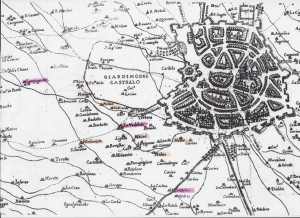 Questa mappa della Milano del XVI sec., ci illustra anche l'ampiezza del barcho circondato da mura.